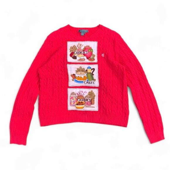 Ralph Lauren Sweaters - Custom Upcycled Ralph Lauren Red Candy Patchwork Cotton Top Large